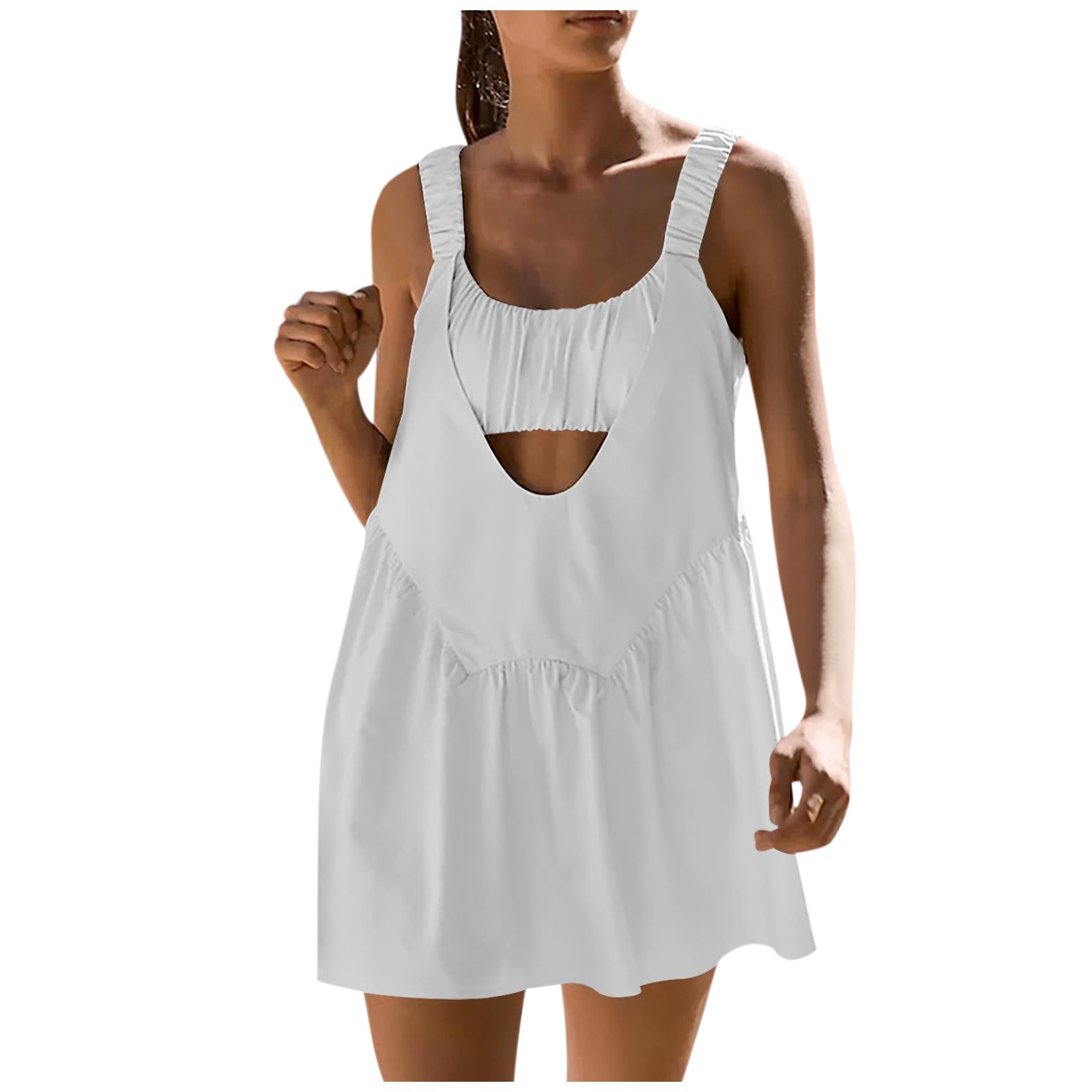 Tennis Dress Workout Mini Dress With Built In Bra Shorts Suit Golf Athletic  CA